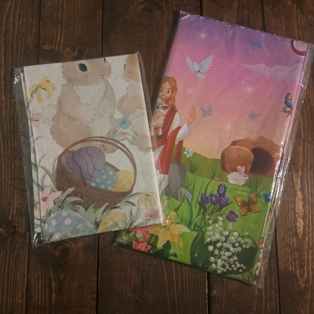 🌟3 For $12🌟Easter Bunny & Spring Garden Flag And Table Cover